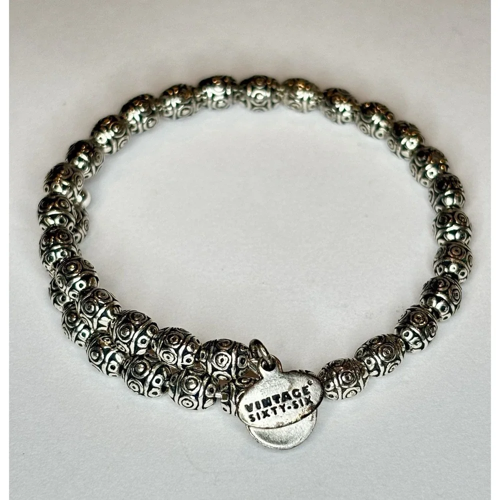 Alex And & Ani Vintage Sixty-Six Silver Beaded Wrap Bracelet